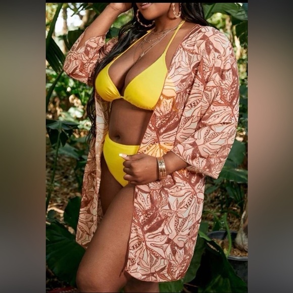 Autumn Leaves Kimono Swimsuit Coverup - Picture 1 of 4